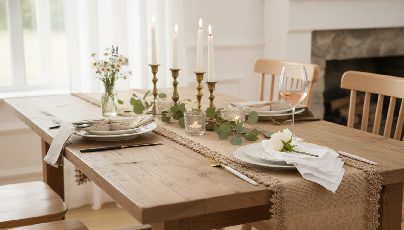 Jute Burlap Table Runner: Farmhouse & Wedding Styling