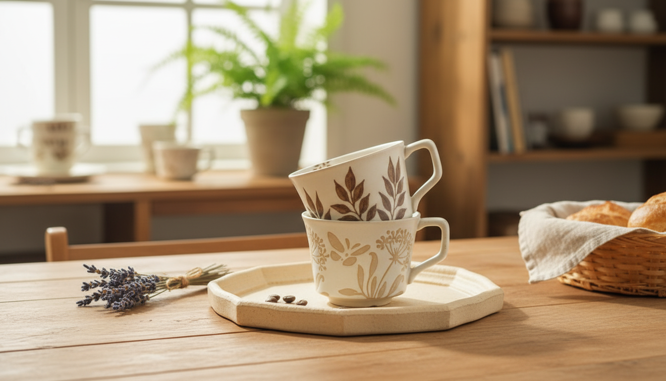 Nordic Hand-Painted Mug: Rustic Ceramic for Daily Sips
