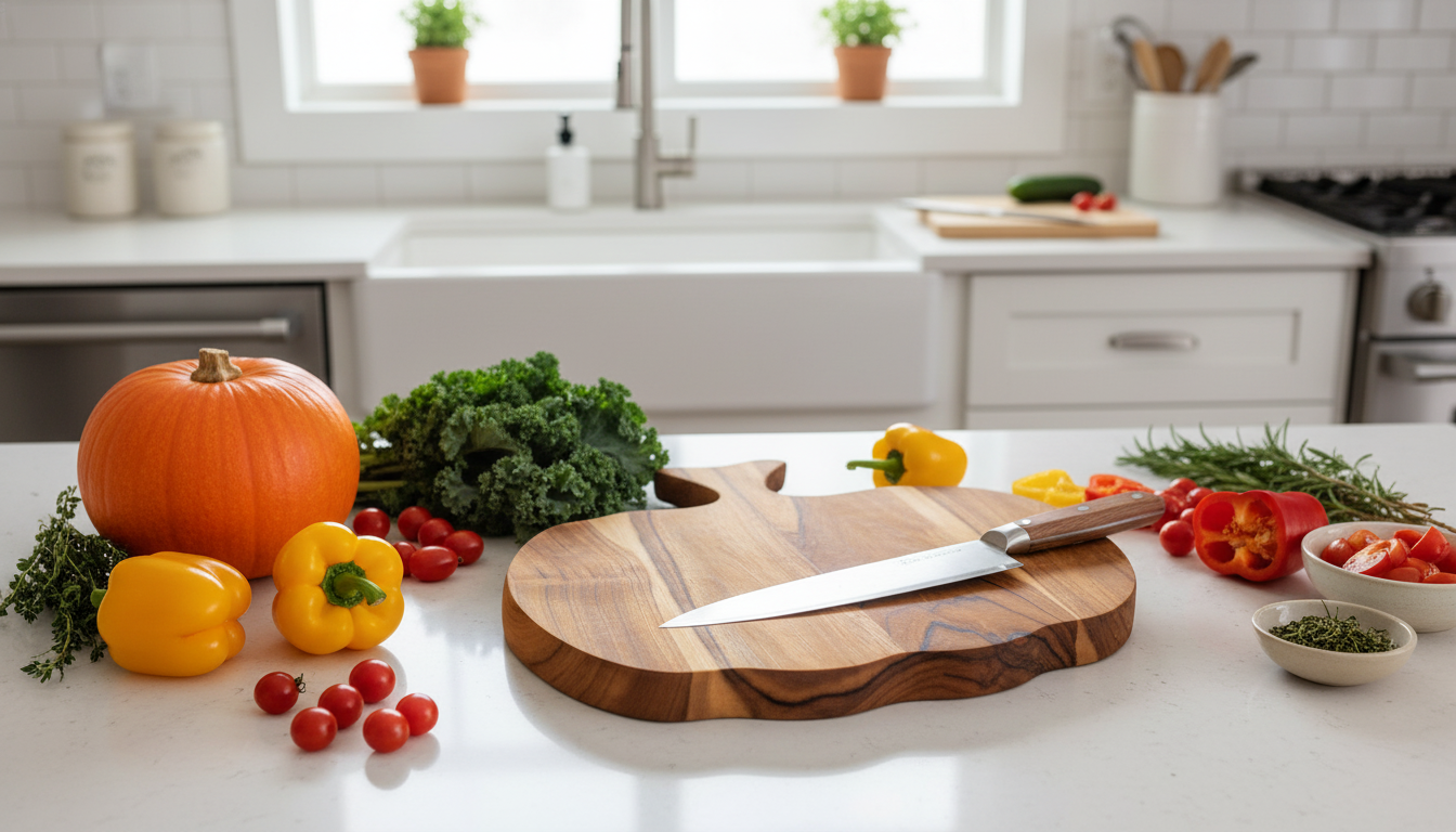 Pumpkin-Shaped Wooden Cutting Board for Easy Meal Prep