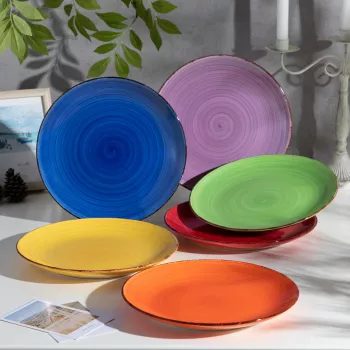 Rustic Handpainted Porcelain Dinner Plates, 10.4" Set